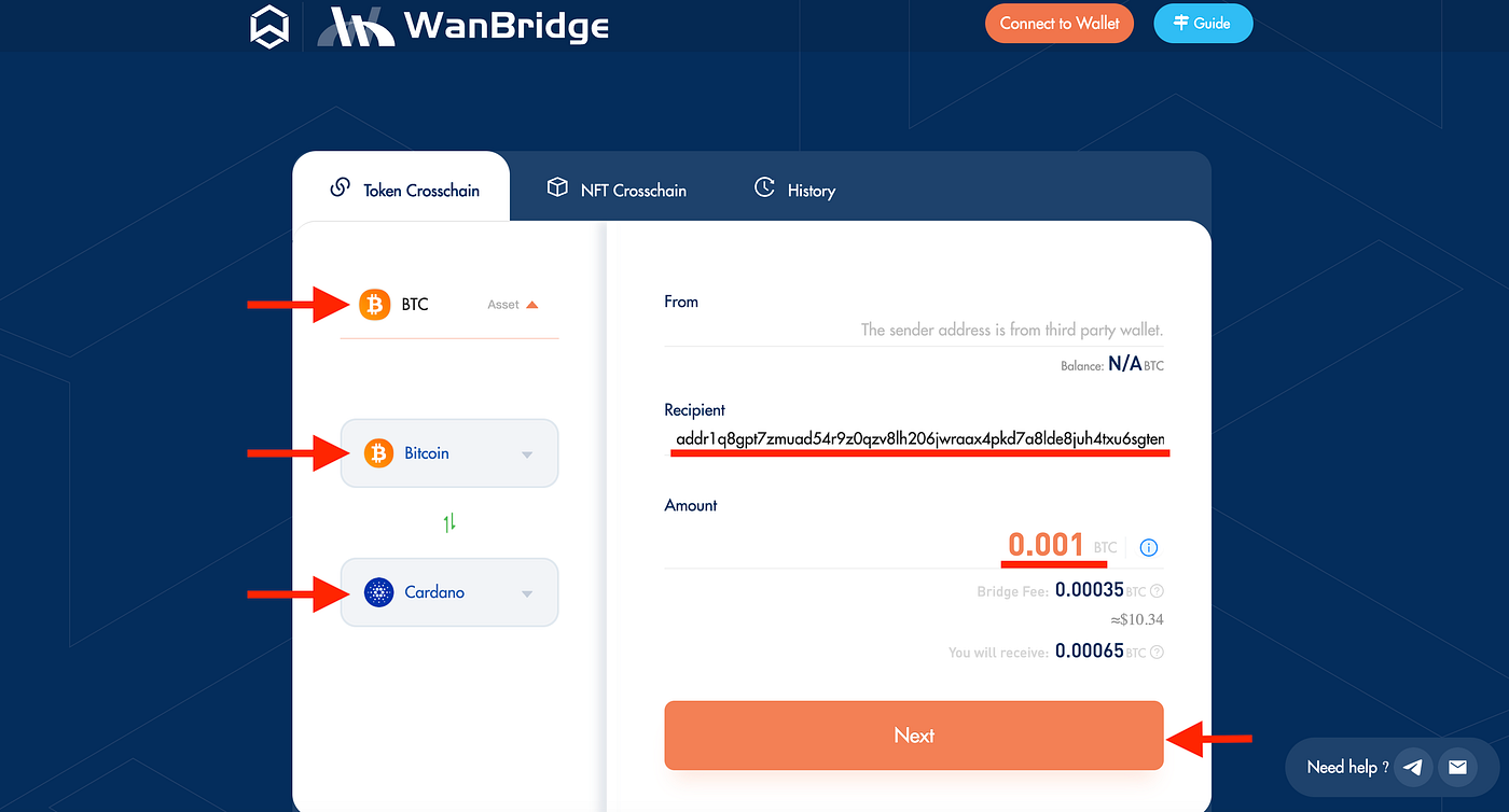 How to complete a crosschain transaction (Cardano) | Wanchain