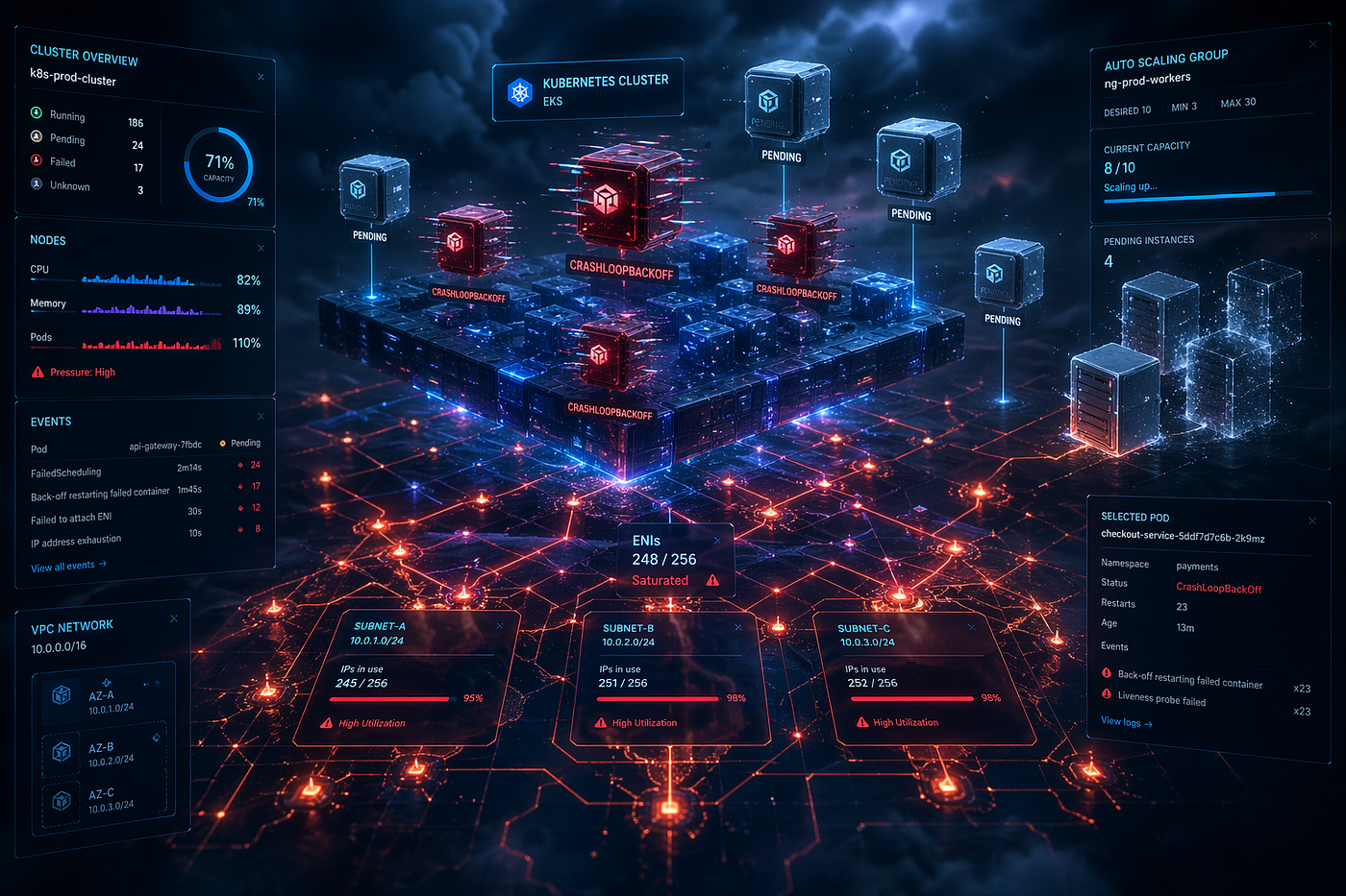 When Kubernetes meets AWS limits: pods don’t just fail — they get stuck between layers.