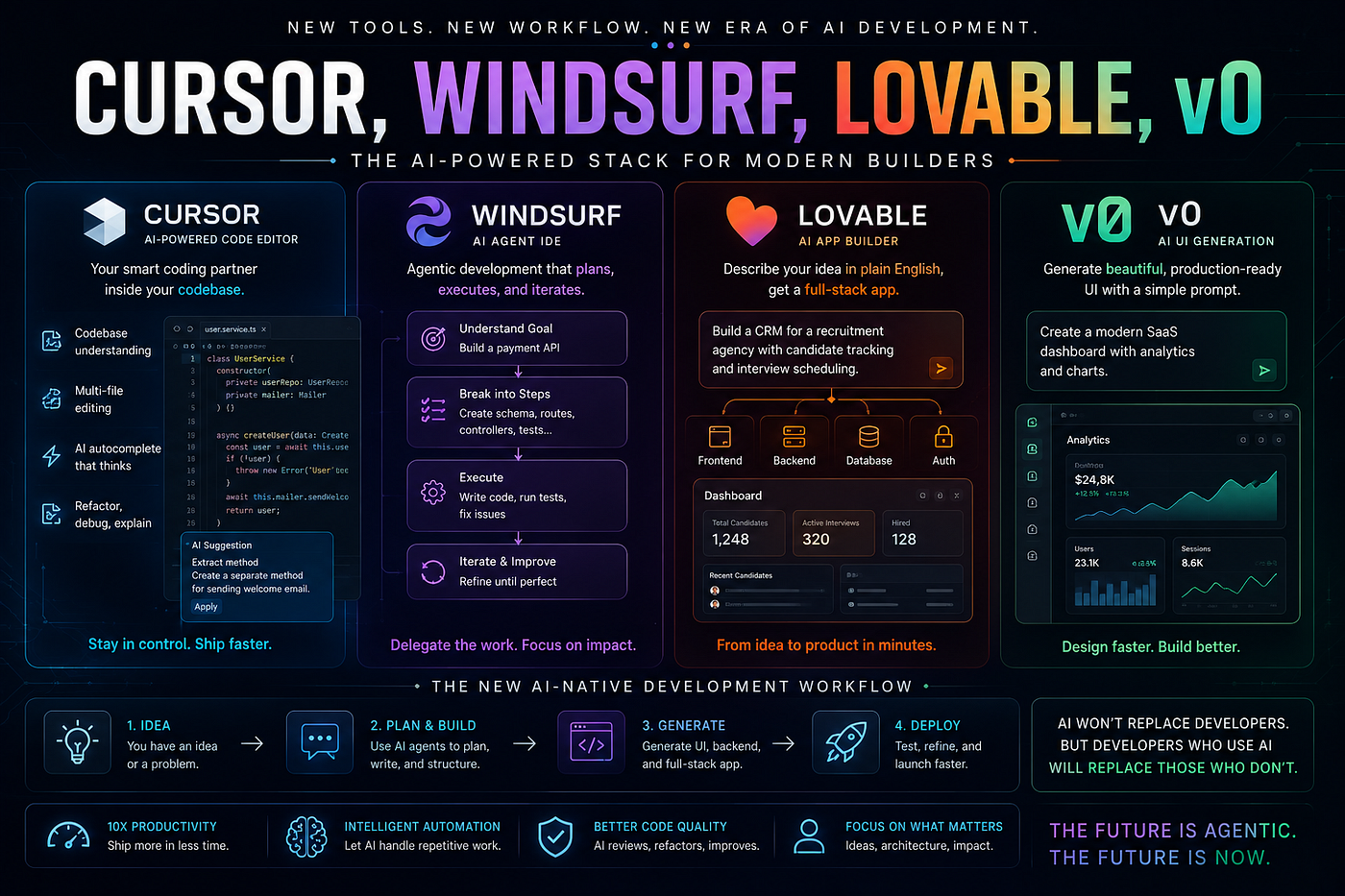 Cursor, Windsurf, Lovable, v0 — The New Stack of AI Development