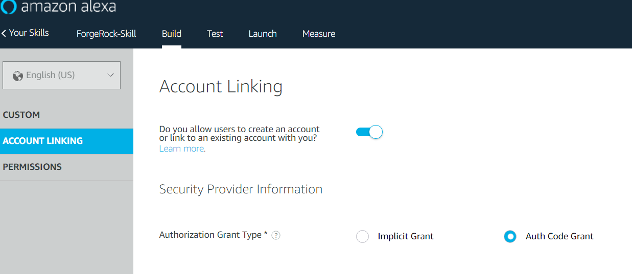 Account Linking : Amazon Alexa and ForgeRock OpenAM using OAuth2 