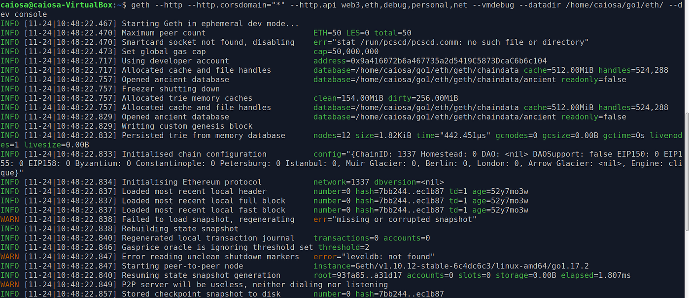 Fazendo o Deploy com Geth no modo Dev