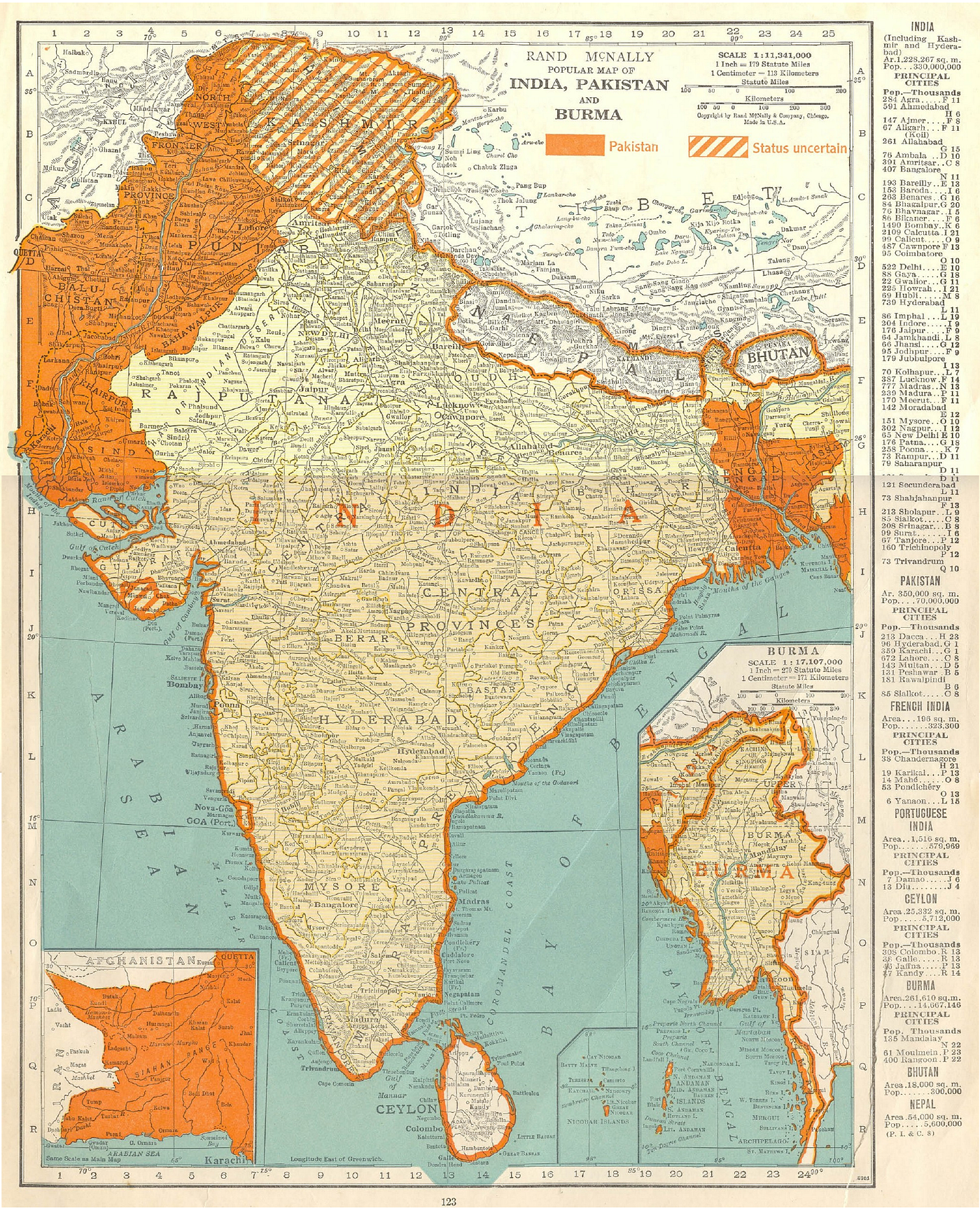 An outline of India as it was in 1947 by Rand-McNally