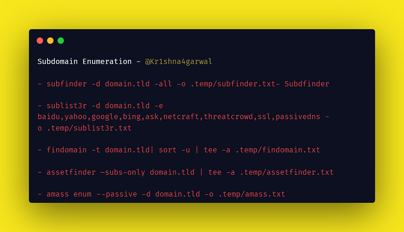 Subdomain enumeration results