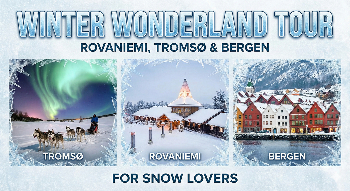 Winter Wonderland Tour Rovaniemi, Tromsø & Bergen for Snow Lovers