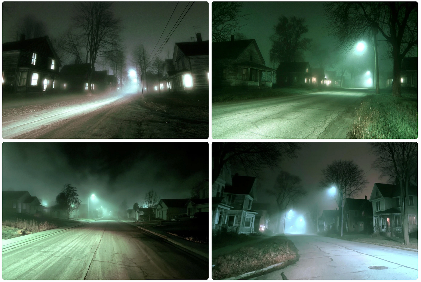 a paranormal image grid made with SREF ID: 340426988 — created by the author in the Midjourney v8.2 preview