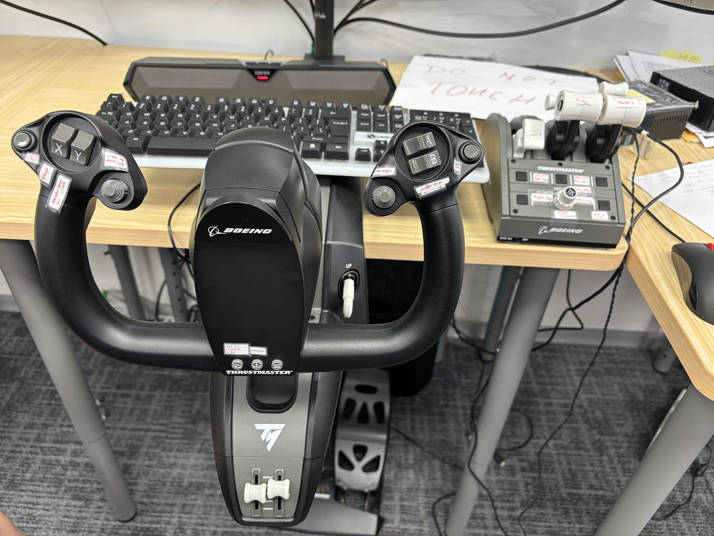 Figure 2 — Flight Simulator Yoke (Left), Pedal (Bottom), and Control Panel (Right)