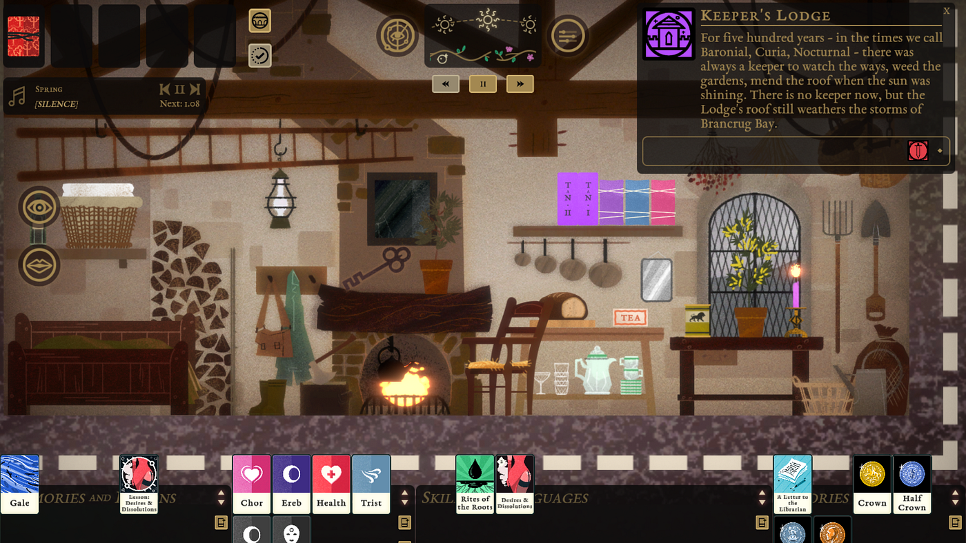 as it is the case for everyone, this cottage, the Keeper’s Lodge, is the first room we can unlock