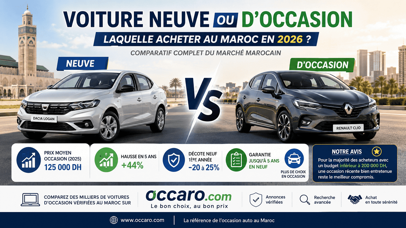 Voiture neuve ou d’occasion au Maroc en 2026 : comparatif complet et prix réels