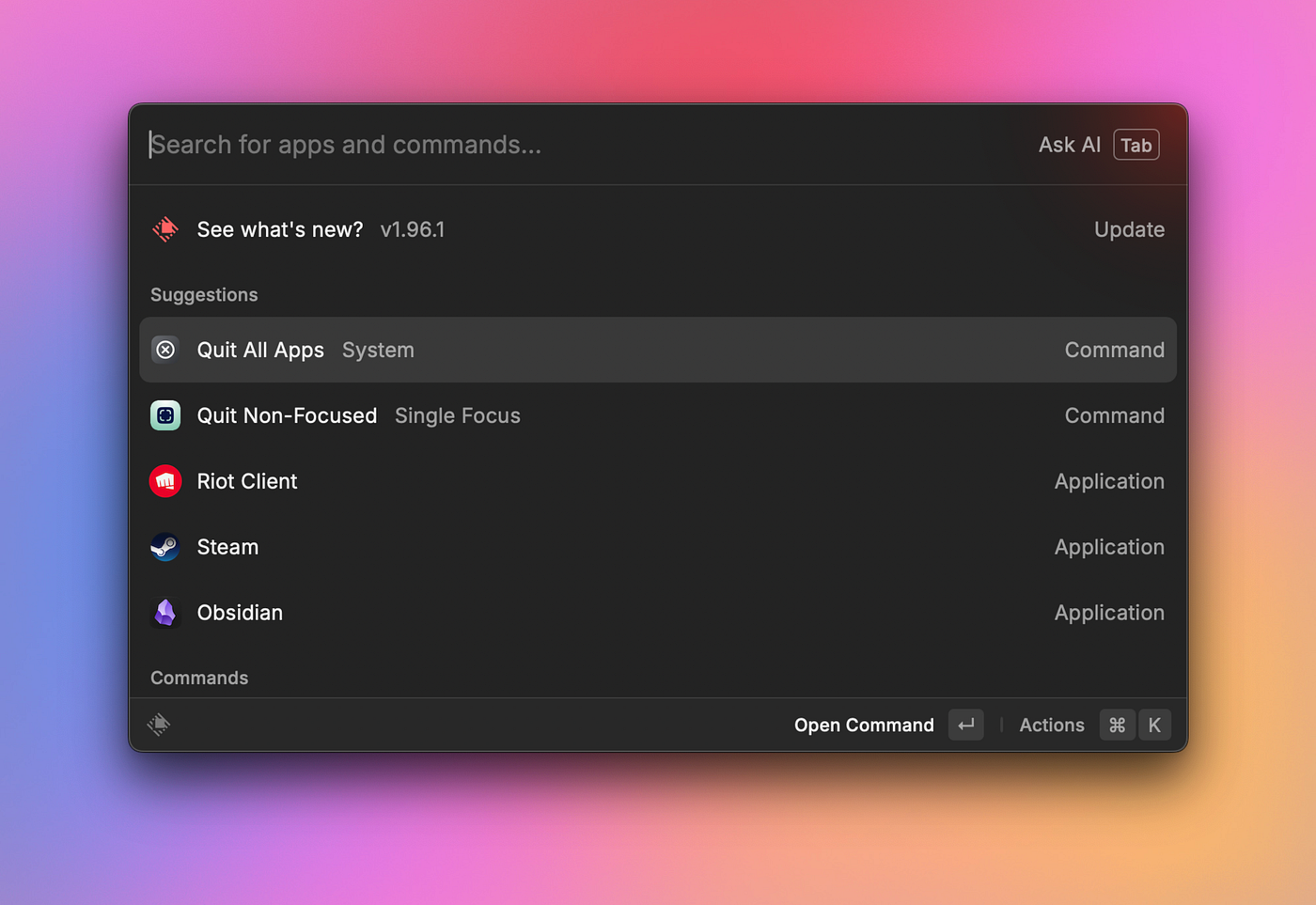 Raycast — the command palette with clipboard history, snippets, and extensions