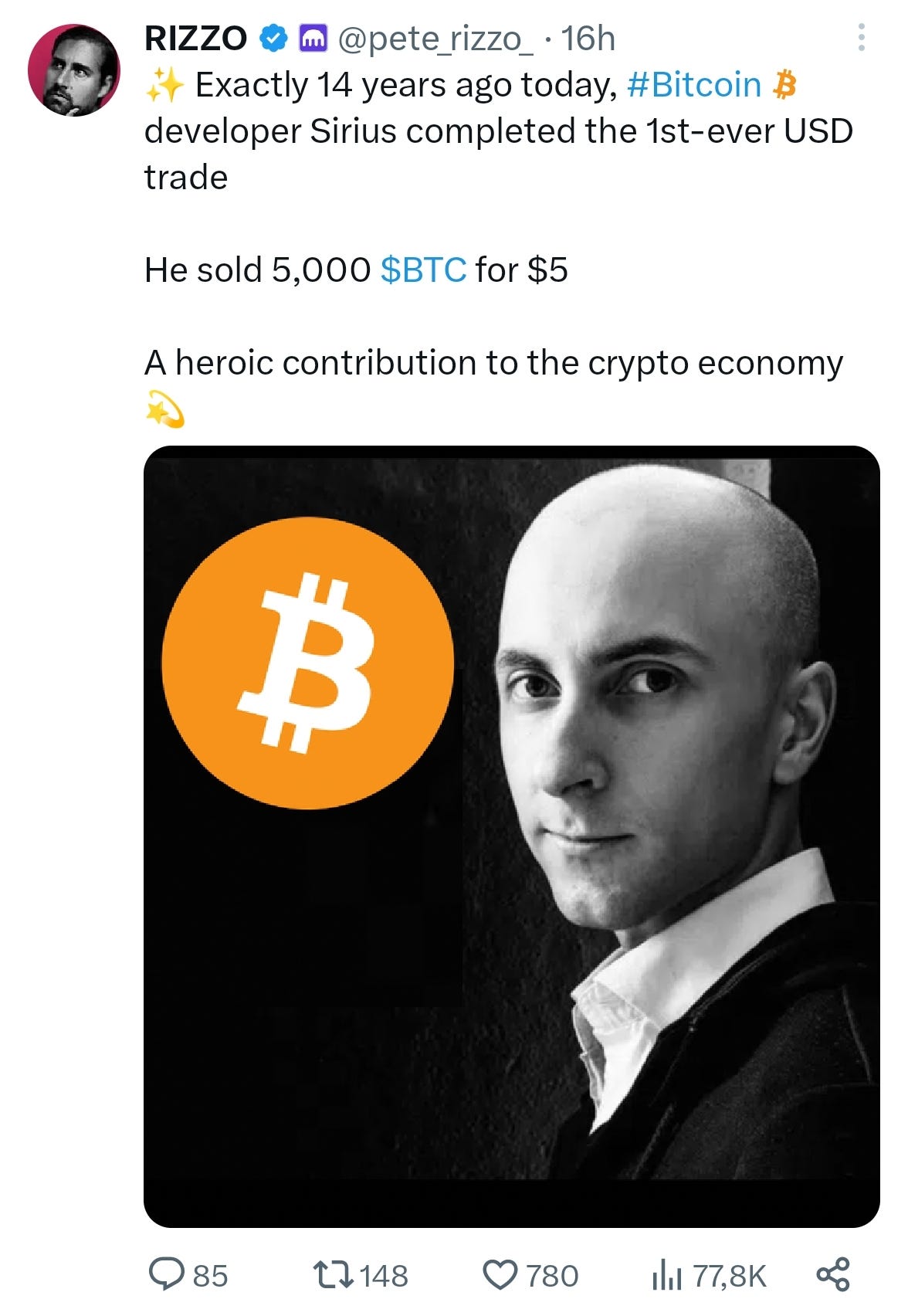 Bitcoin Historical Moment: The first US dollar transaction of 5050 Bitcoins  was completed for only $5.02!!! | by Cyber-Verse.Inc. | Coinmonks | Medium