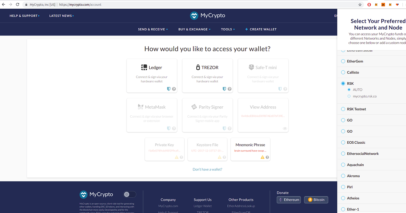RIF_RSK] MyCrypto를 사용하여 RSK_RIF 계정 가져오기 및 iBitcome를 지원하는 세계 최초의 지갑 | by  RIF_RSK_Korea | Medium