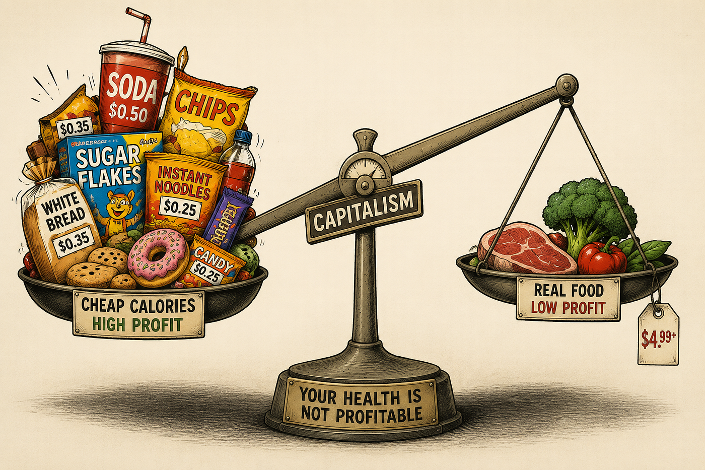 Cheap Calories & Sick Populations: The Metabolic Logic of Terminal Capitalism