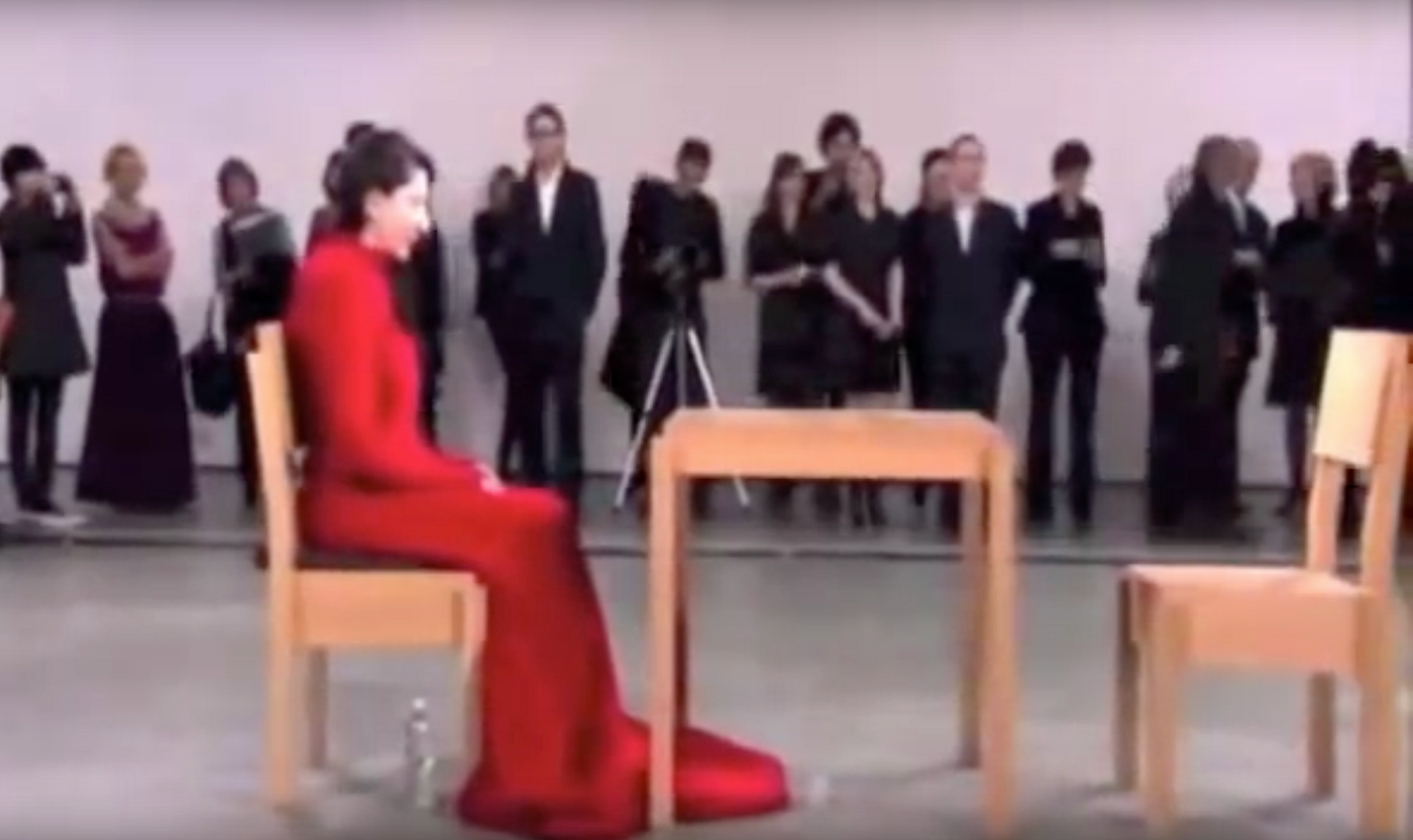 marina abramovic red dress Red-faced Marina Abramovi mistakes work of art for furniture - The Art Newspaper