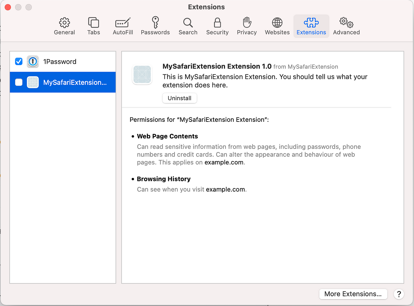 The four types of Safari extension