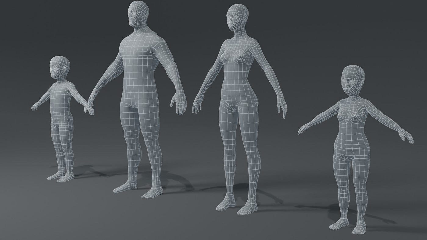4 Human Body Base Mesh Packs. Developing a character from scratch is…, by  3D Disco