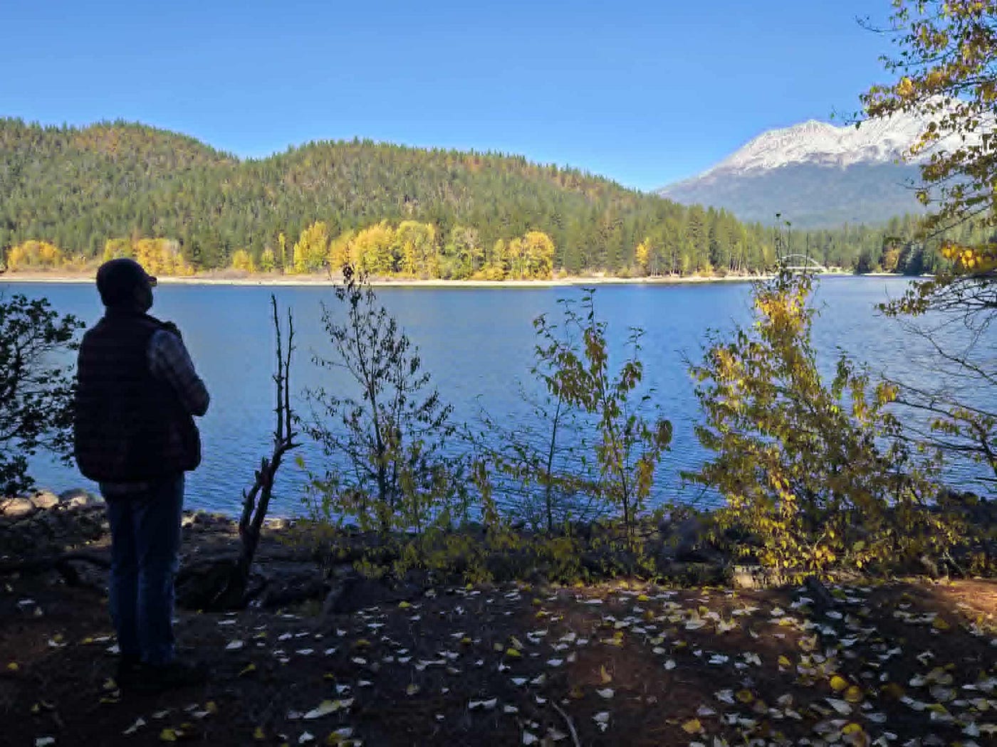My father praying to Mt. Shasta, which carries the energies of Arunachala. Photos by author.