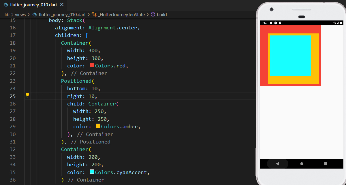 Flutter Journey 010 — Stack, Position, Sized Box, and Align
