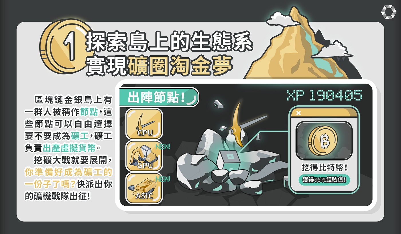 區塊鏈世界的礦工在挖什麼？一起來區塊鏈金銀島，解鎖超稀有虛寶！. 三年前，你可能聽過有人因為挖礦… | by