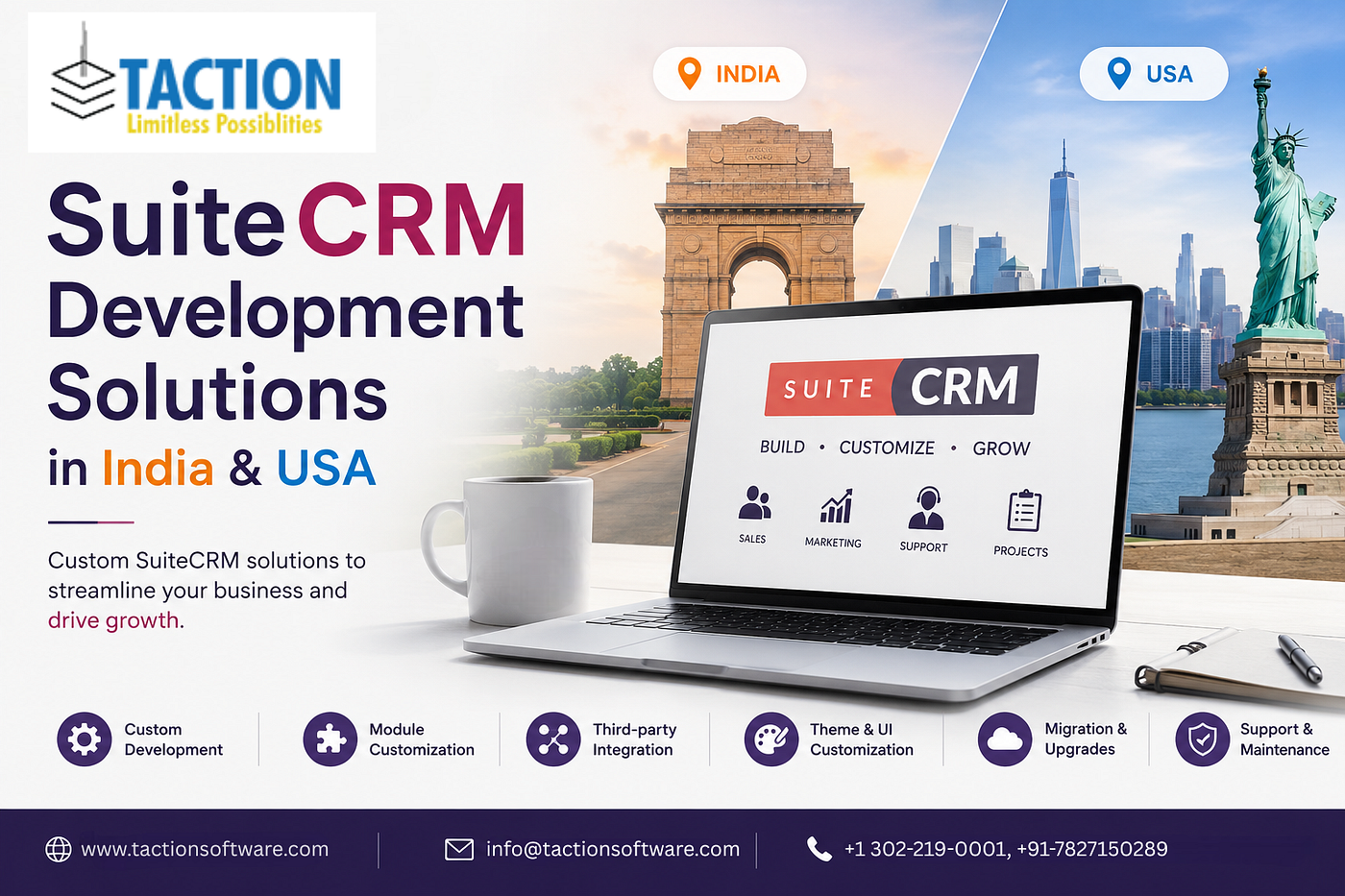 Transform Your Business with SuiteCRM Development Solutions in India & USA | Taction Software