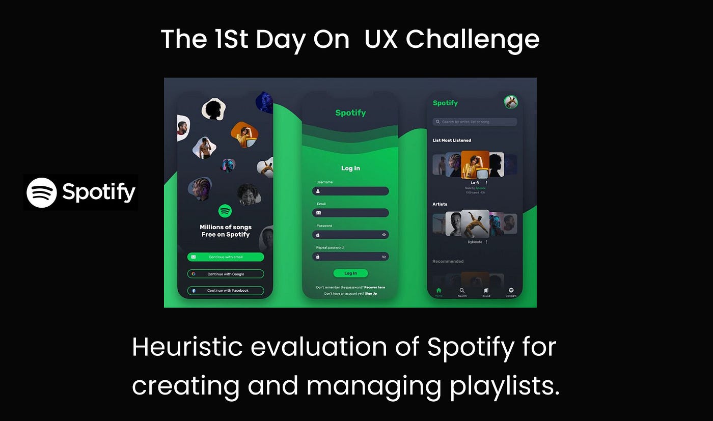 Heuristic evaluation of Spotify for creating and managing playlists.(Day 01 UX Challenge)