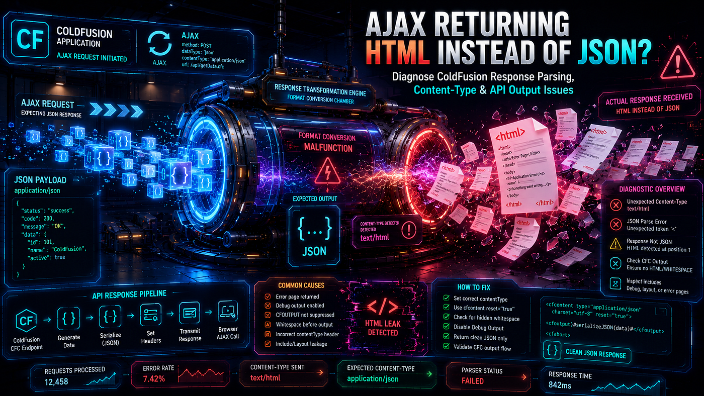 ColdFusion AJAX Returning HTML Instead of JSON: Causes & Fixes