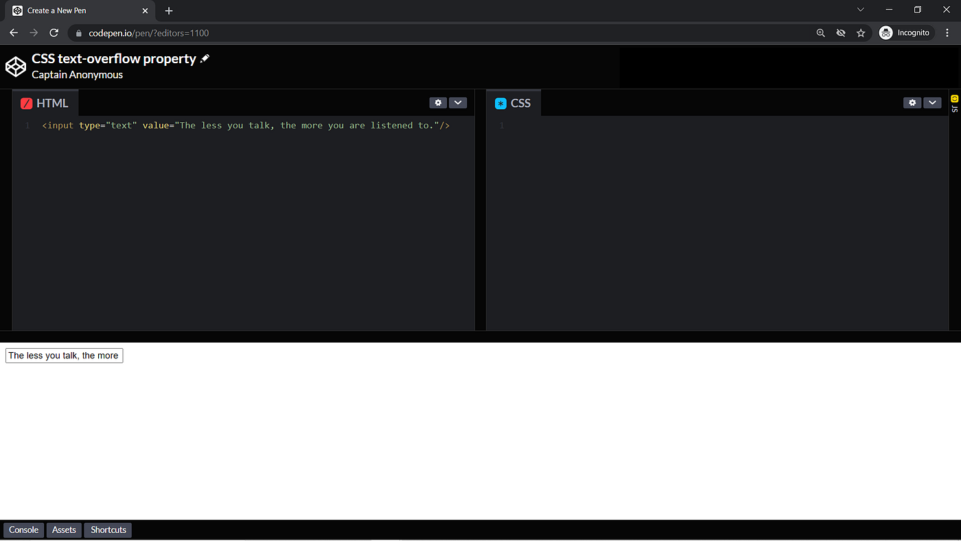 CSS text-overflow property. Let's have an input box where you have… | by  Nirmal Joshi | Medium