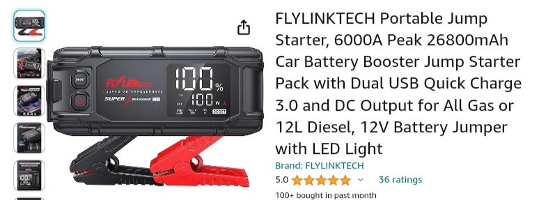 FLYLINKTECH Portable Jump Starter: Your Roadside Lifesaver, by   Influencer