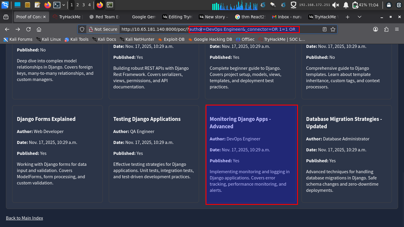 TryHackMe Django: CVE‑2025‑64459. Breaking Down Query Parameter
