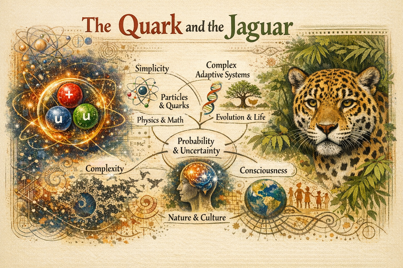 ‘The Quark and the Jaguar’, illustration generated by ChatGPT and released under public domain