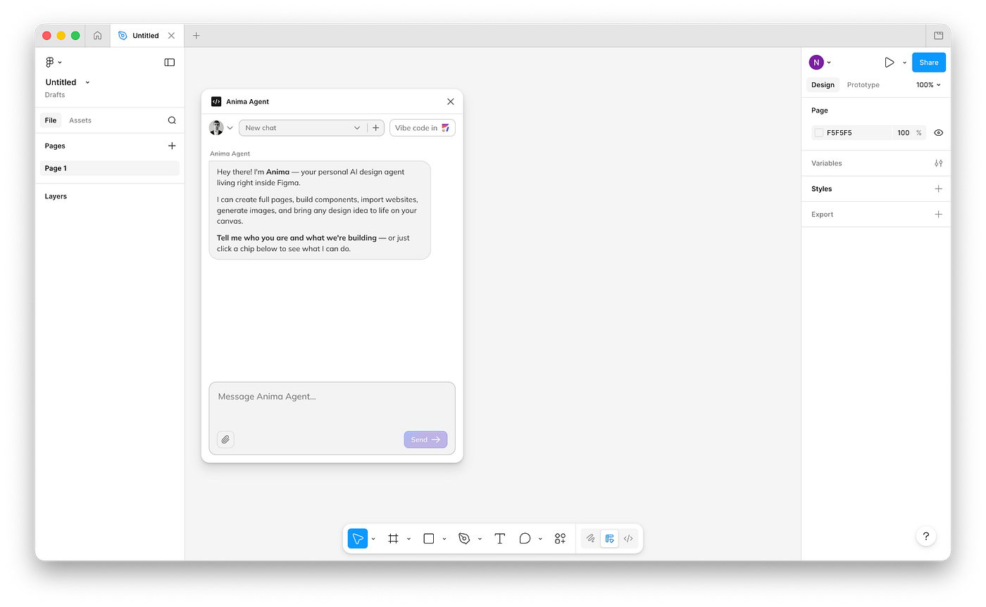 Running Anima Agent in Figma.