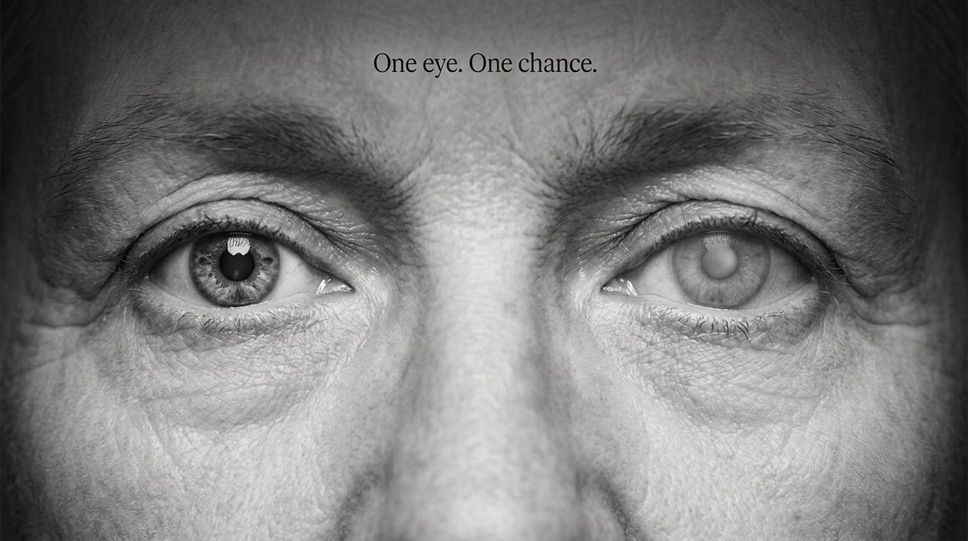 One blind eye. One cataract eye. No second chance.