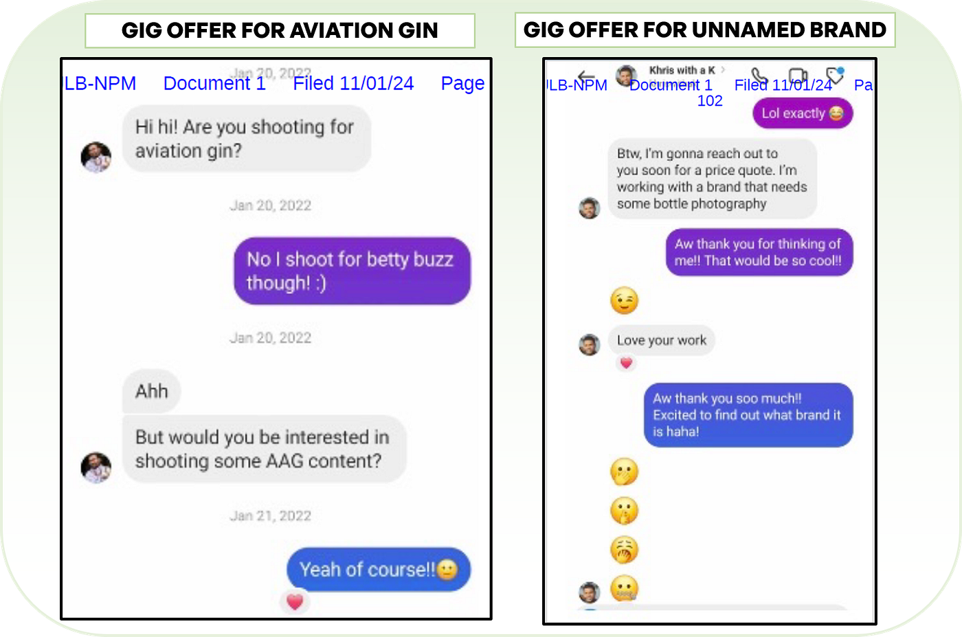 Starkloff received two offers for photography gigs — one of which was for Aviation Gin — and then was ghosted in both instances