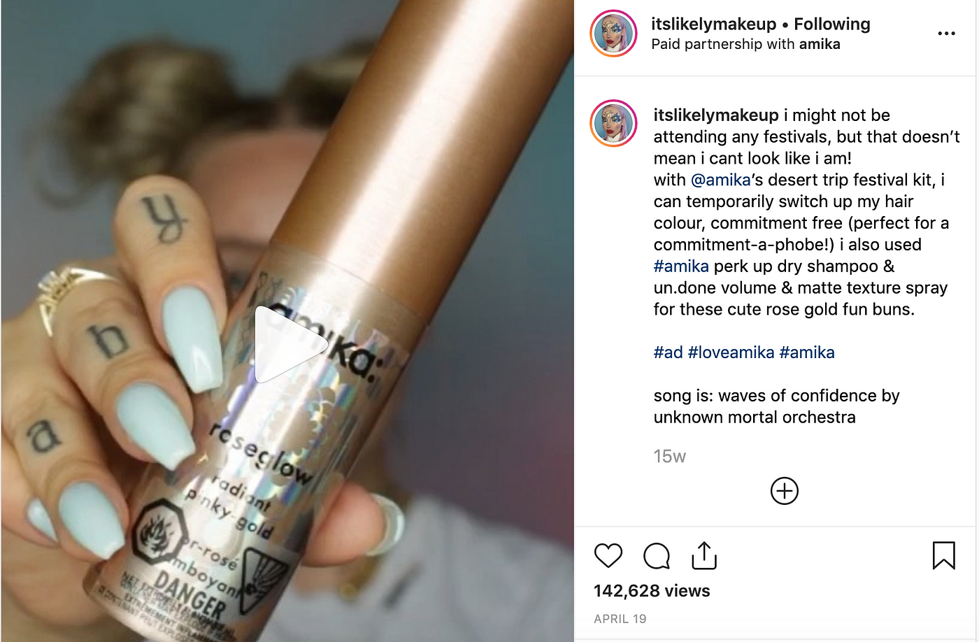 YouTuber @itslikelymakeup pairs with hair product brand amika to promote a  festival look. | by Val Sokolova | Medium