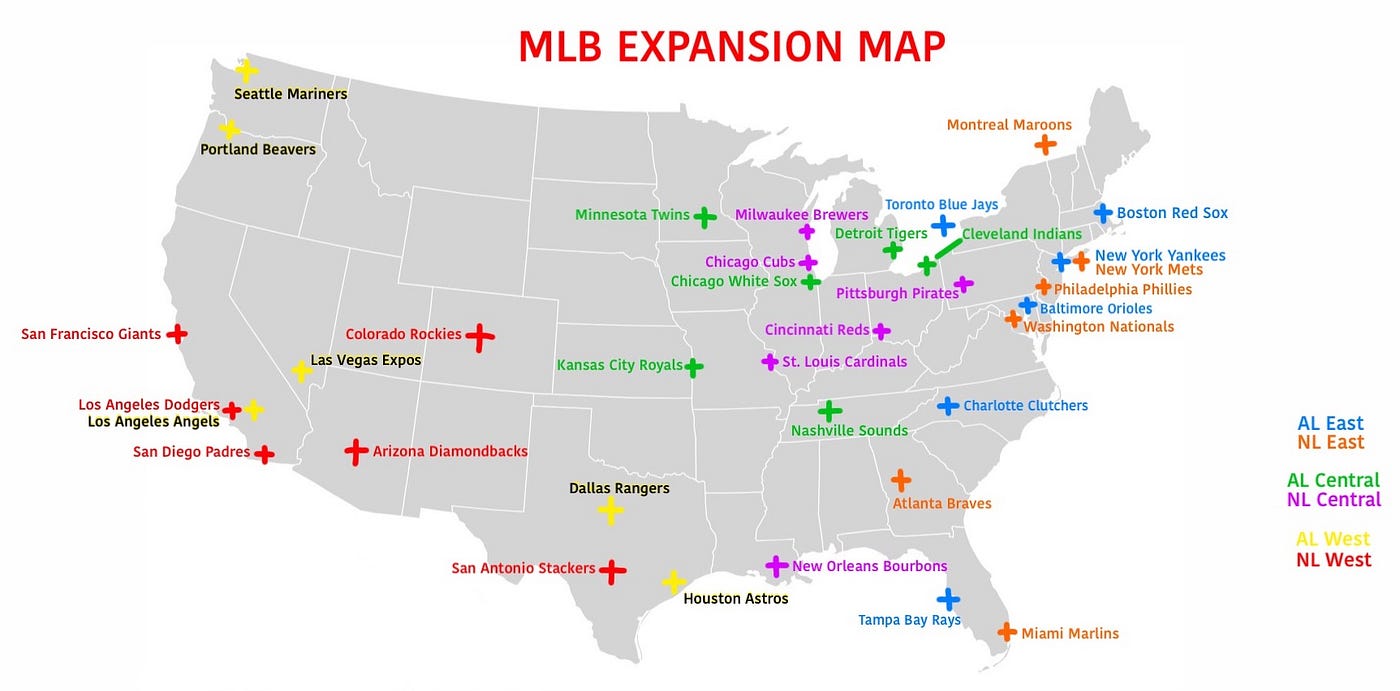 This MLB Expansion Map Just Makes Sense, by Chris K