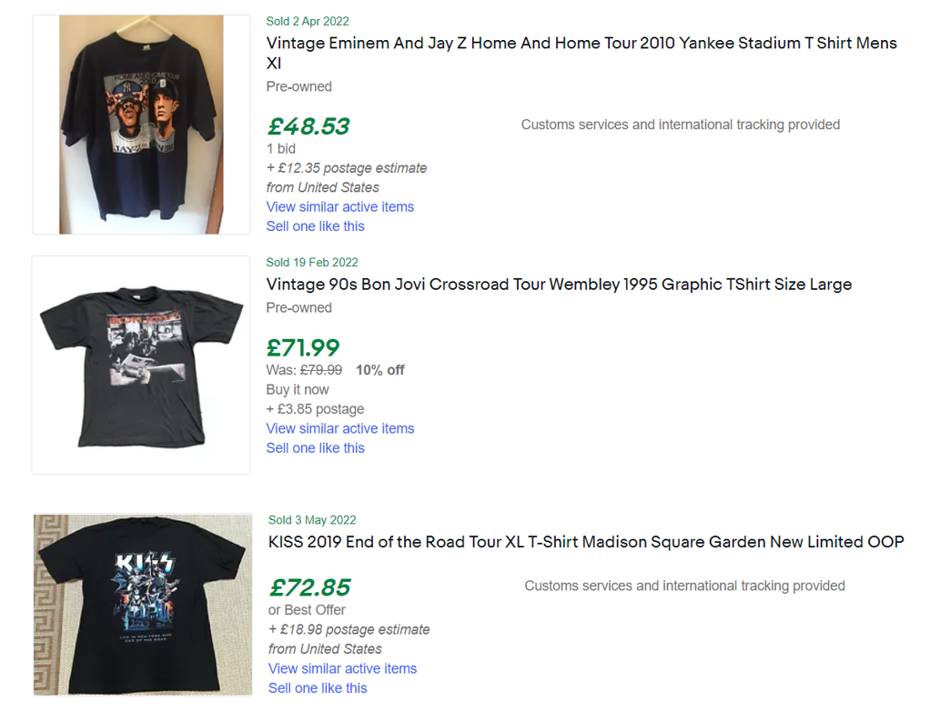 eBay Sold How much tour shirts sell for? | by Elle Ferguson |
