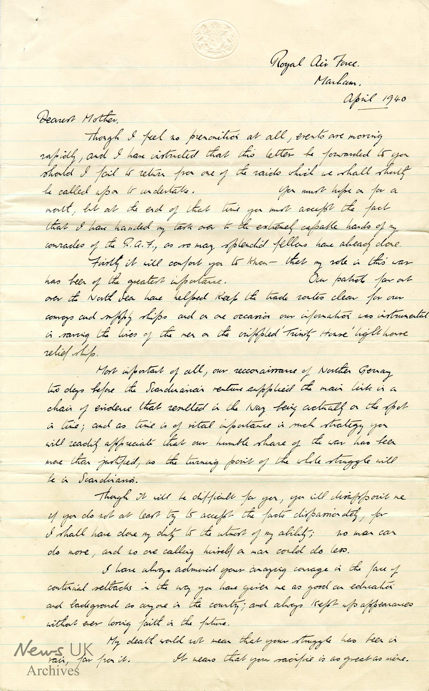 An Airman’s Letter to his Mother