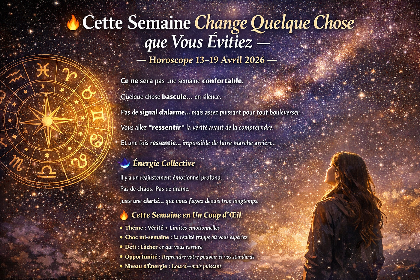 🔥 Cette semaine change quelque chose que vous évitez — Horoscope du 13 au 19 avril 2026