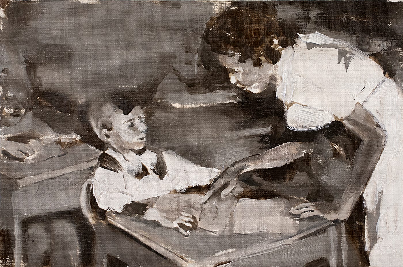 Obey 007, oil on paper canvas, 15x23cm (6x9inches), 2022