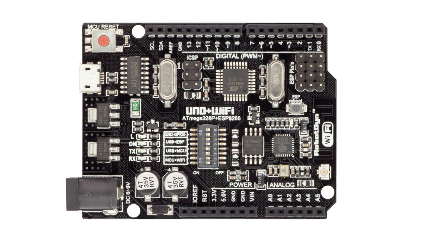 UNO+WiFi R3 ATmega328P+ESP8266, 8Mb flash, USB-TTL CH340G, Micro-USB