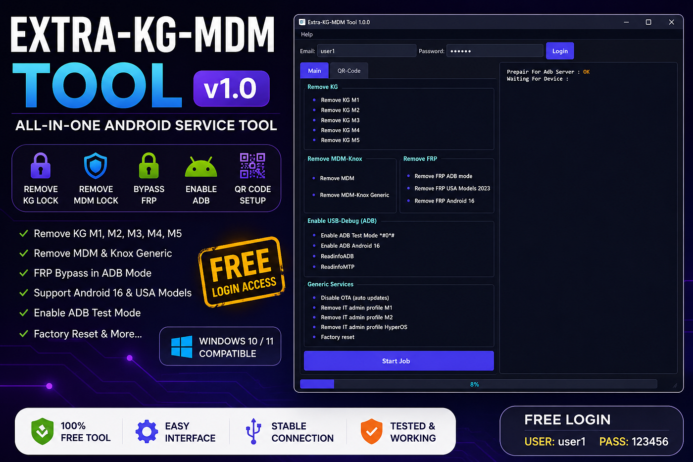 🔥 Extra-KG-MDM Tool v1.0 — All-in-One Samsung KG, MDM & FRP Unlock Tool for Windows