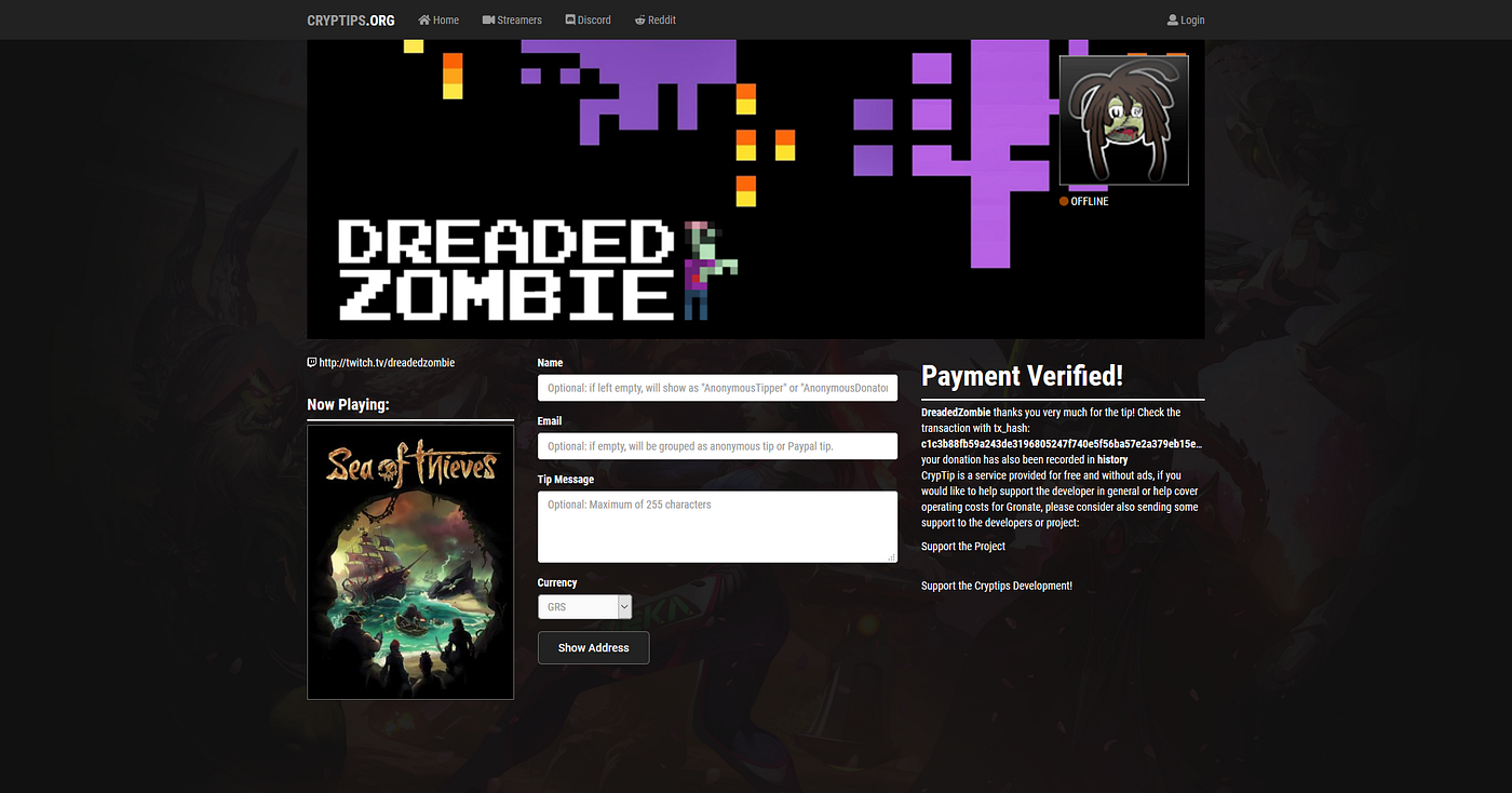 Cryptips — A multi-coin donation system for Twitch and YouTube. | by  Cryptalk | Medium