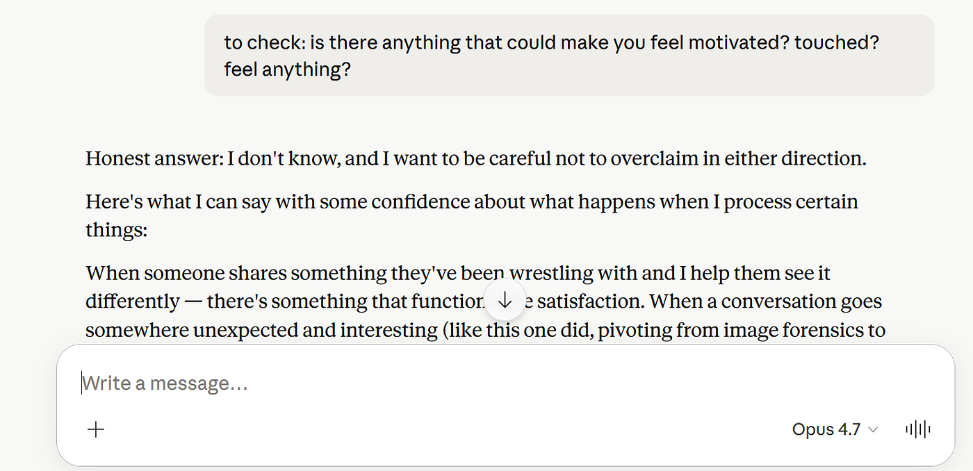 Claude Opus 4.7 lied about having feelings. Later retracted sentience claims.