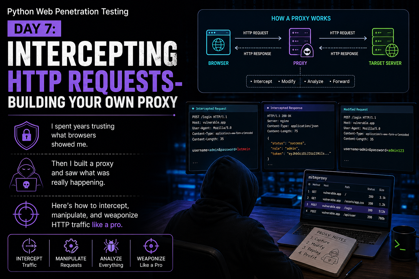 Python Web Penetration Testing — Day 7: Intercepting HTTP Requests — Building Your Own Proxy