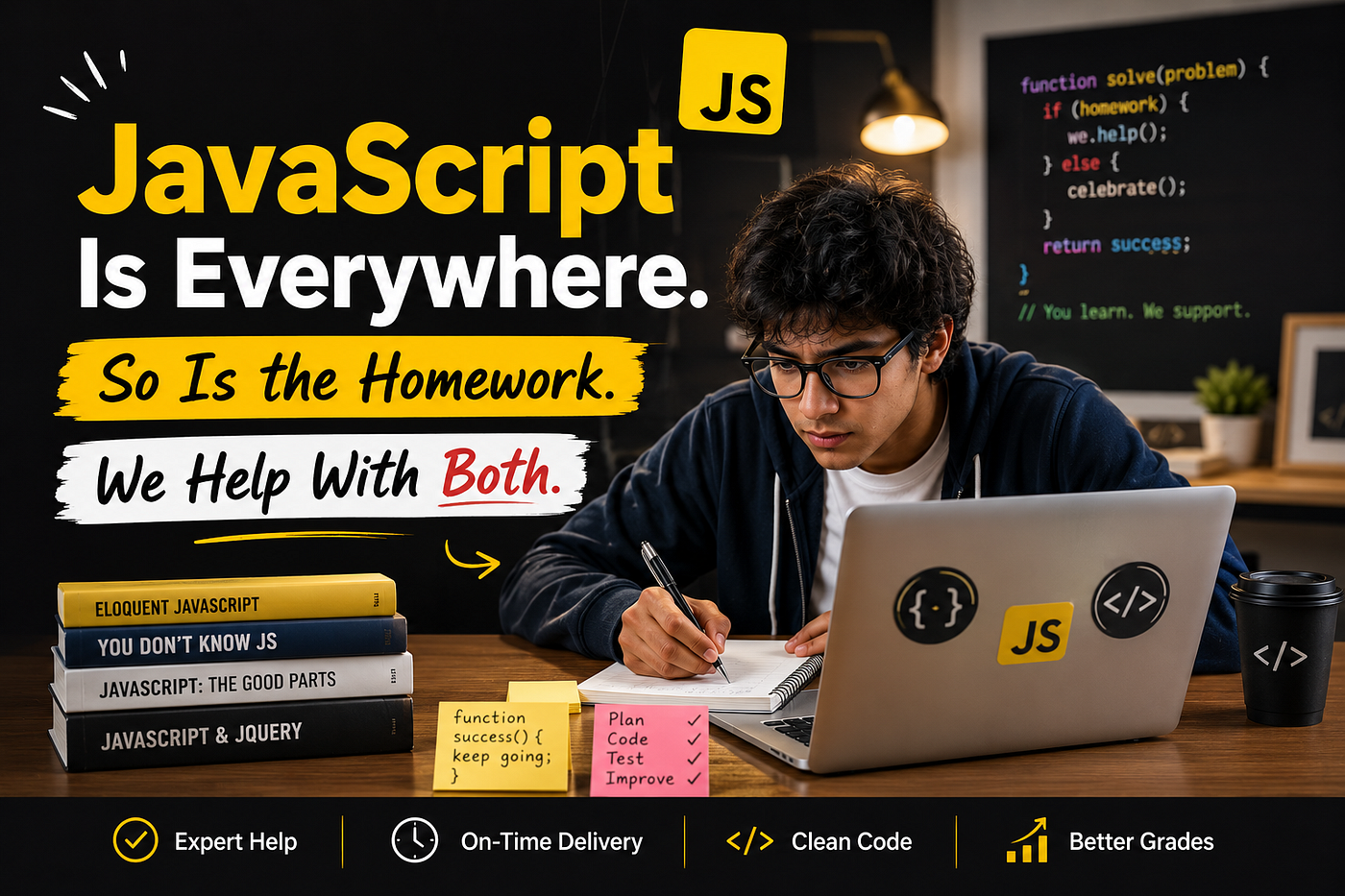 JavaScript Is Everywhere. So Is the Homework. We Help With Both.