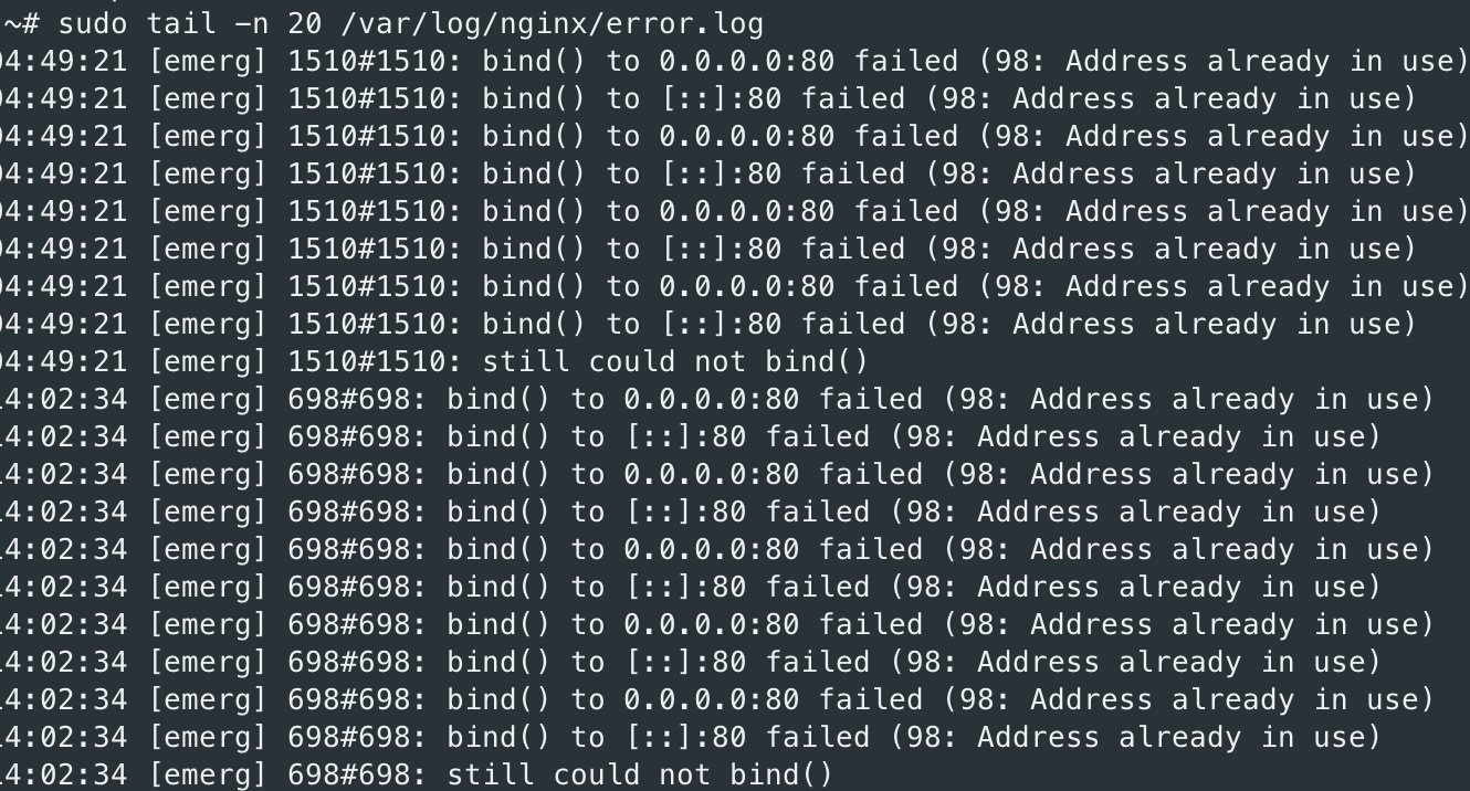 🔥 VPS — Q&A: [emerg] bind() to 0.0.0.0:80 failed (98: Address already in  use) | by Leo N | Medium