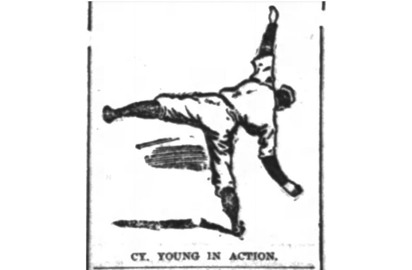 Cy Young from the Louisville Courier, April 23, 1897. Its a certainty that he and Amos Rusie threw 90 MPH +.