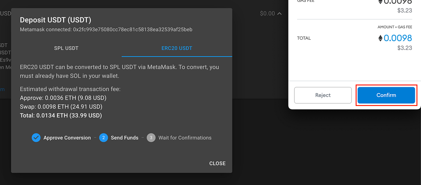 Step by step to convert USDT from ERC-20 Blockchain to Solana Blockchain  using Sollet wallet | by SolPAD | Medium