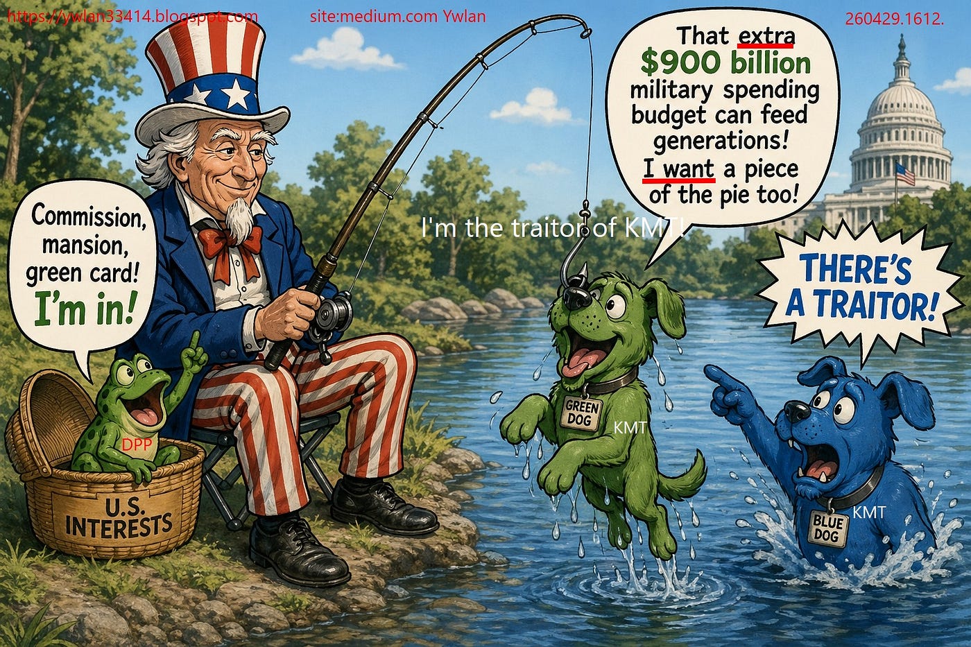 This picture encapsulates the entire satirical scenario: the fisherman on the riverbank symbolizes…