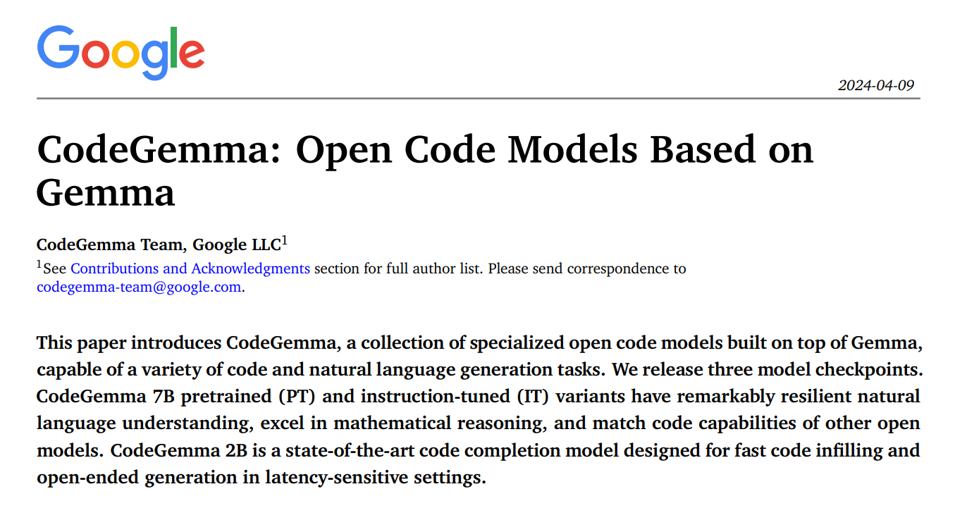 Papers Explained 124: CodeGemma. CodeGemma is a collection of open 