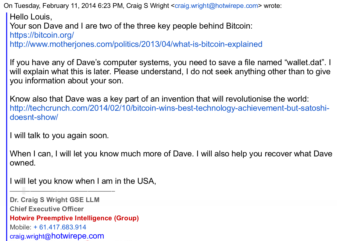 The “third individual” in bitcoin history, as told by Craig S Wright | by  Francesco Bonomi | Medium